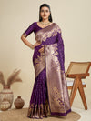 Amethyst Wine Zari Woven Soft Kanjivaram Designer Silk Saree