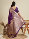 Amethyst Wine Zari Woven Soft Kanjivaram Designer Silk Saree