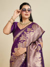Amethyst Wine Zari Woven Soft Kanjivaram Designer Silk Saree