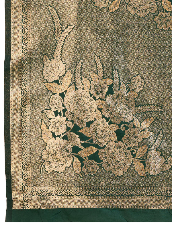 Basil Green Zari Woven Soft Kanjivaram Designer Silk Saree