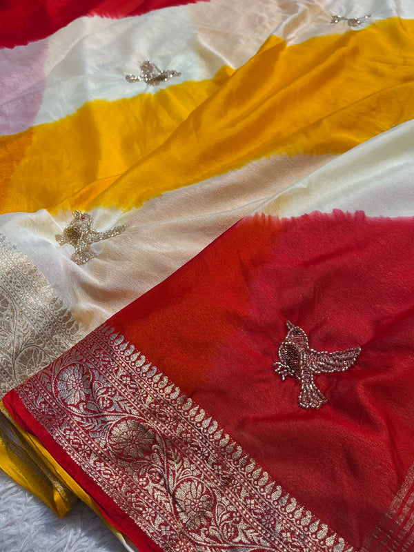 Elegant Chinon Saree with Graceful Drape