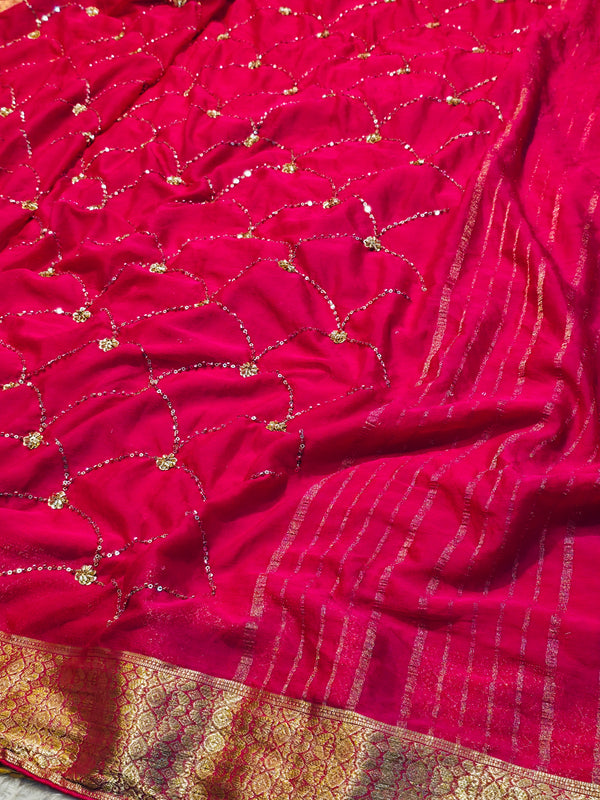 Elegant Chinon Saree with Soft Flowing Drape & Premium Finish
