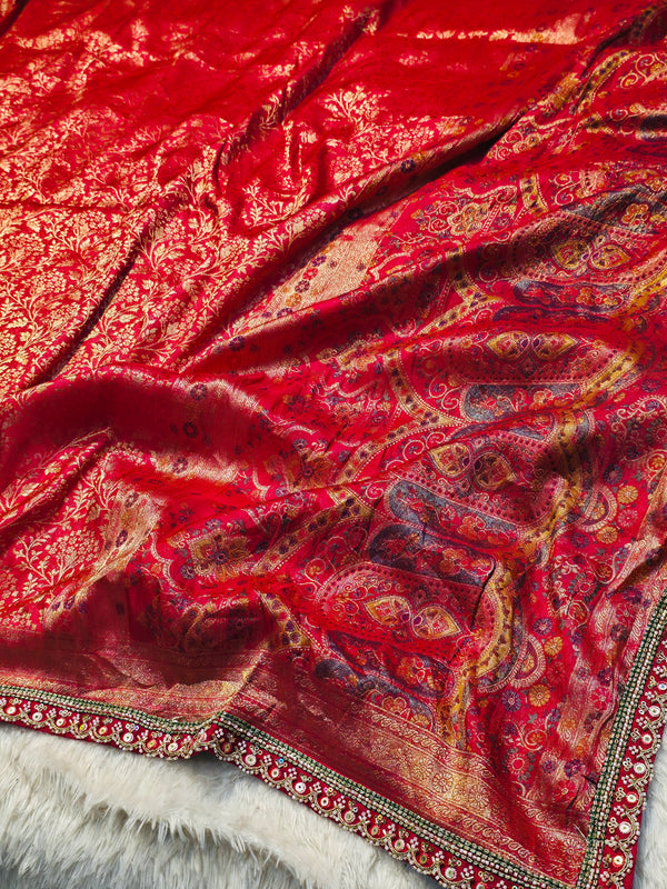 Premium Dola Silk Saree with Ready-Made Blouse & Unstitched Blouse Piece – Wedding & Festive Wear