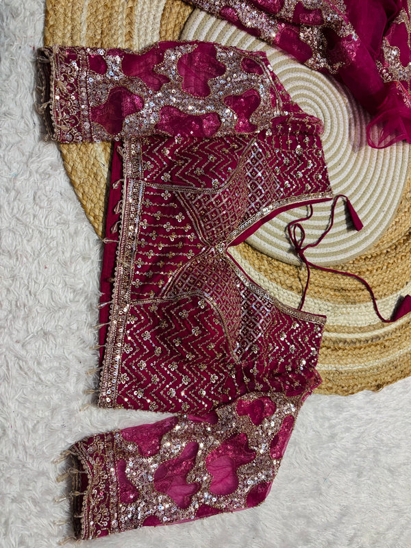Elegant Net Saree Ready Made Blouse with Designer Finish