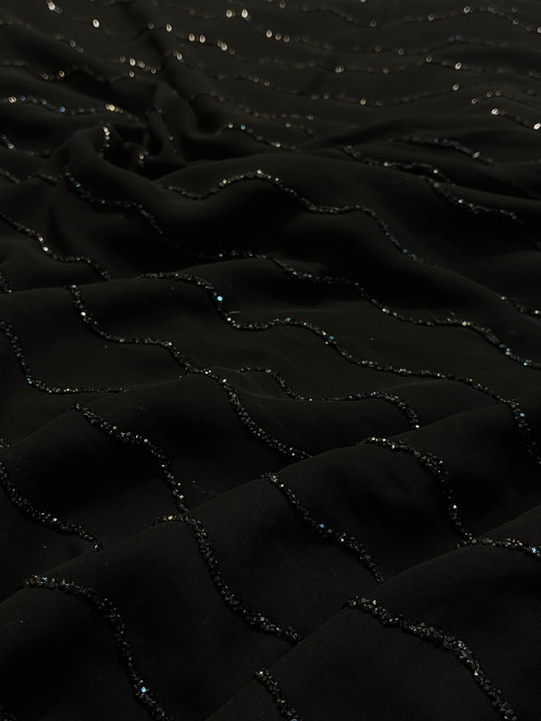 Black Elegant Georgette Saree with Stylish Drape