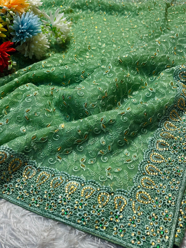 Lightweight Net Saree for Party Wear