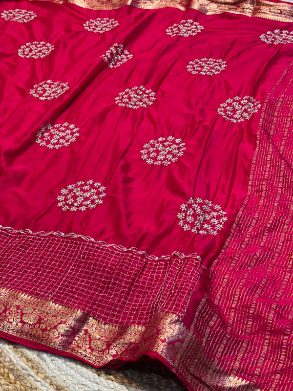 Designer Embroidered Saree with Elegant Border & Rich Pallu