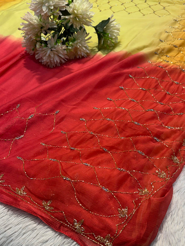Elegant Designer Chiffon Saree with Stylish Blouse Piece