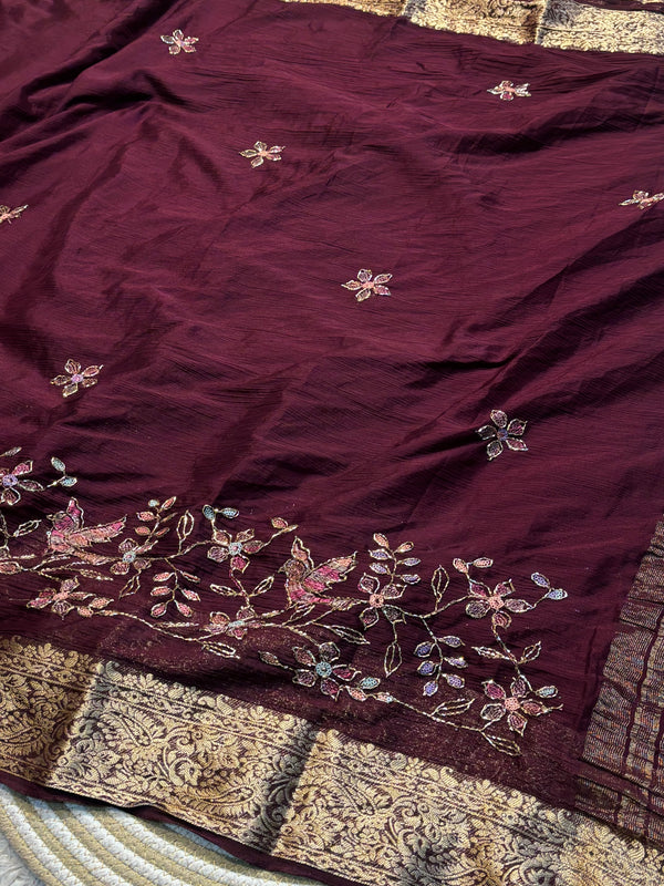 Elegant Soft Chiffon Saree with Matching Blouse – Lightweight & Graceful