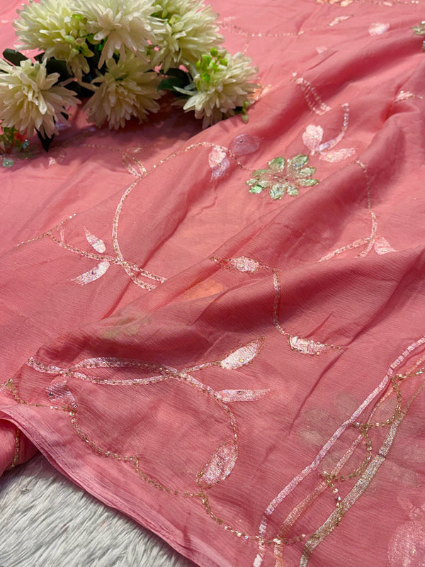 Elegant Chiffon Saree with Stylish Blouse – Lightweight Party Wear Saree