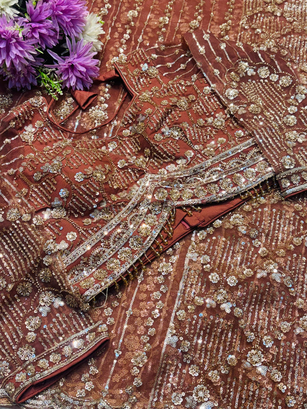 Elegant Net Saree Ready-Made Blouse – Designer Party Wear Look