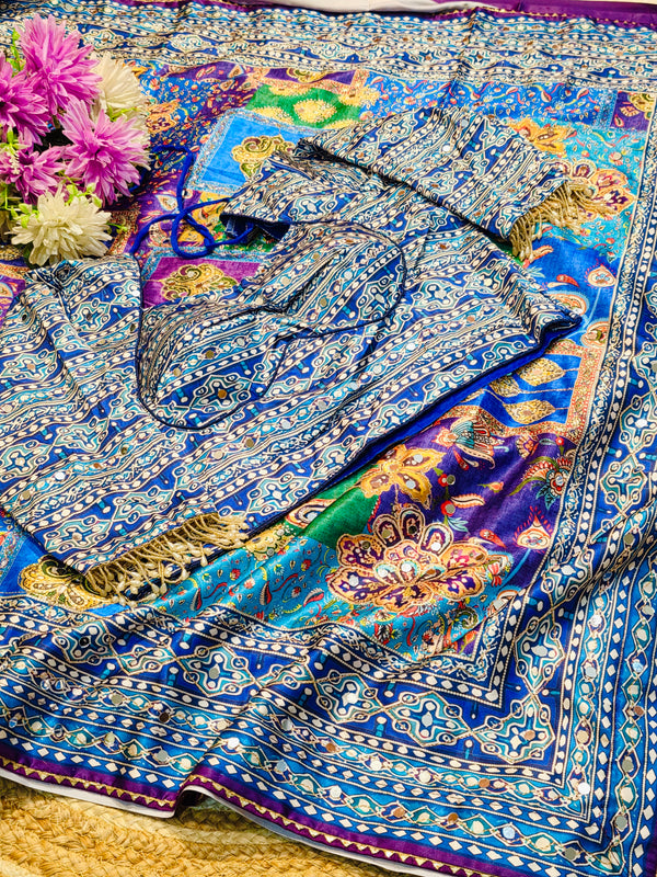 Premium Crab Silk Position Print Saree with Elegant Designer Look
