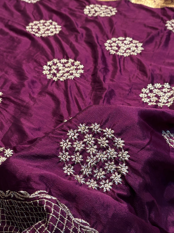 Designer Embroidered Saree with Elegant Border & Rich Pallu