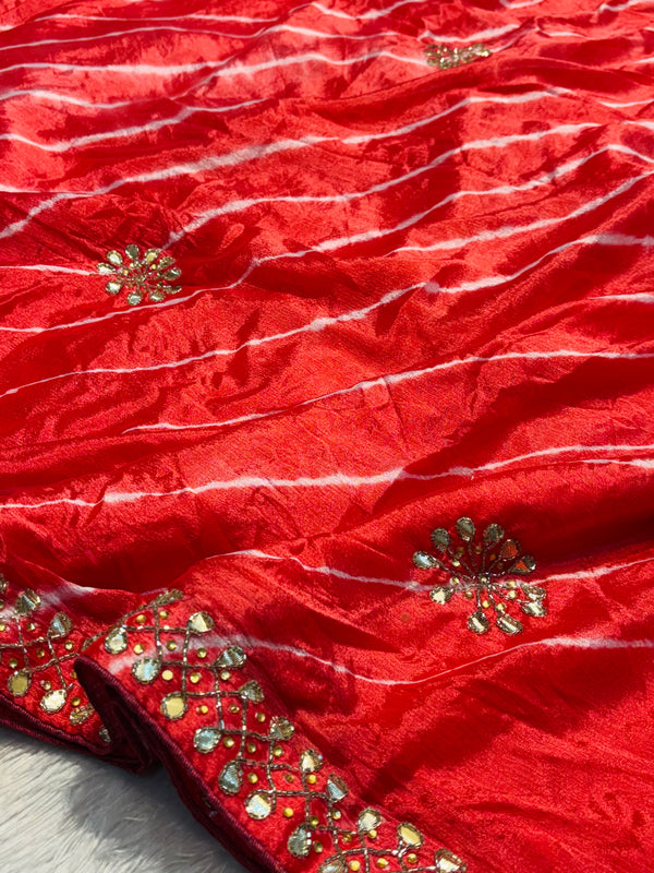 Elegant Chinon Silk Saree with Designer Embroidery Border