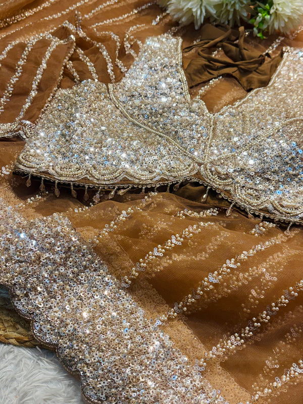 Elegant Net Saree Ready Made Blouse with Designer Finish