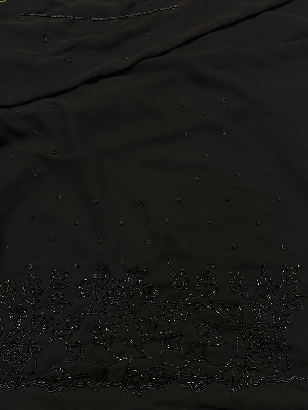 Elegant Black Embroidered Saree with Designer Border