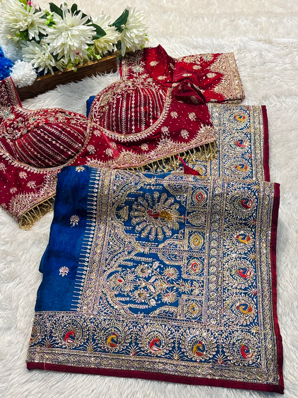 Elegant Frendy Silk Saree with Designer Ready-Made Blouse