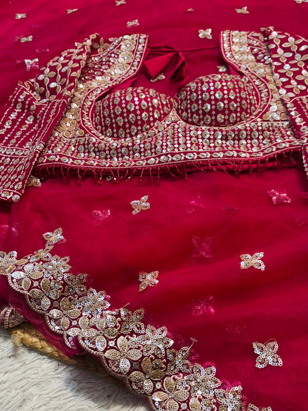 Elegant Net Saree with Ready-Made Blouse