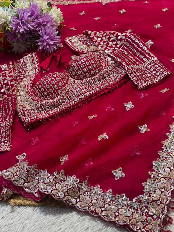 Elegant Net Saree with Ready-Made Blouse