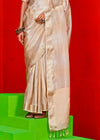 Beautiful Beige Woven Banarasi Tissue Silk Saree