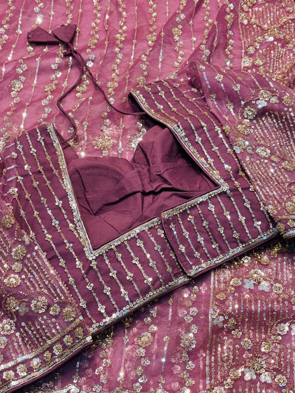 Elegant Net Saree Ready-Made Blouse – Designer Party Wear Look