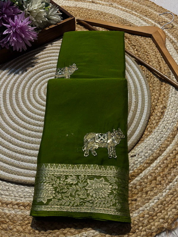 PremiumChinon Saree with Elegant Fall & Soft Finish