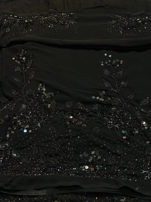 Elegant Black Saree with Designer Blouse – Party Wear & Wedding Collection