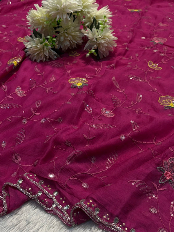 Elegant Chiffon Saree with Stylish Blouse – Lightweight Party Wear Saree