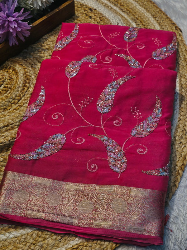 Elegant Chinon Saree with Soft Flow & Rich Finish