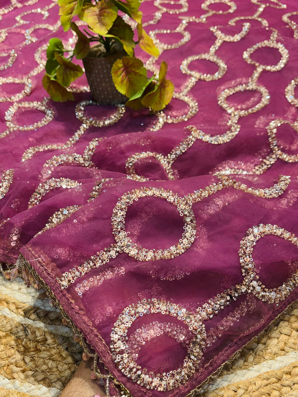 Elegant Net Saree with Ready-Made Blouse – Party Wear Glam Look