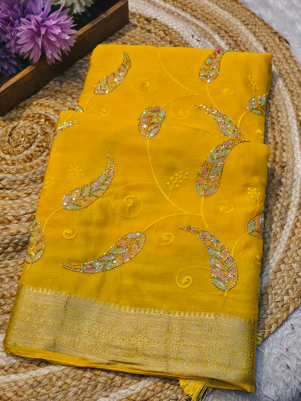 Elegant Chinon Saree with Soft Flow & Rich Finish