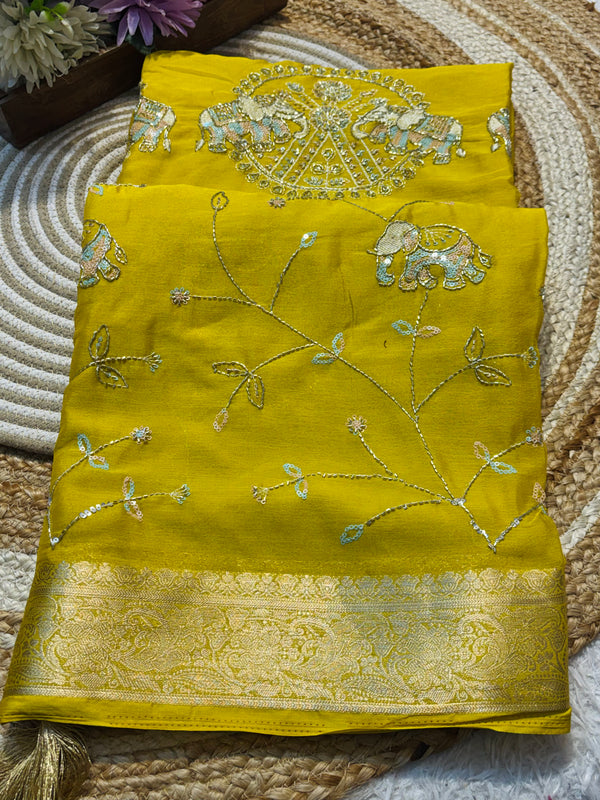 Elegant Chinon Saree with Graceful Drape