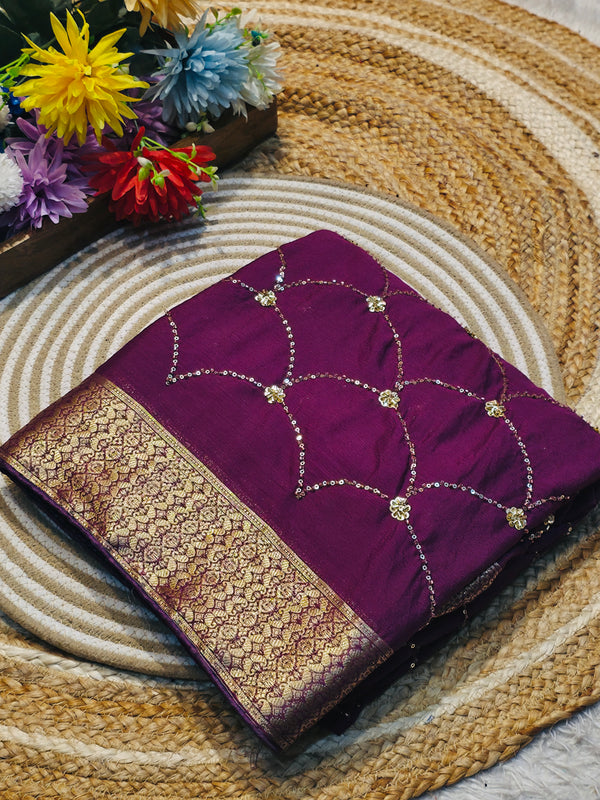 Elegant Chinon Saree with Soft Flowing Drape & Premium Finish