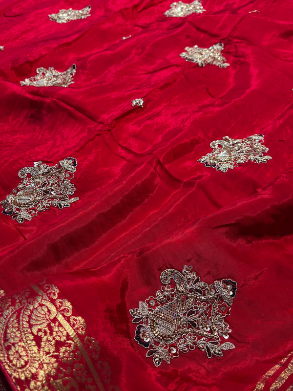 Premium H.O. Silk Saree with Elegant Handwork
