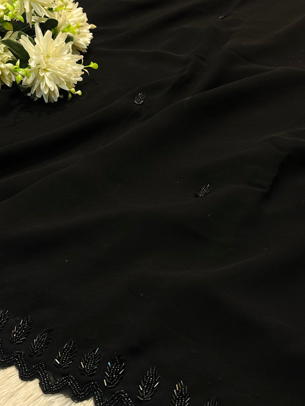 Elegant Black Georgette Saree with Timeless Charm