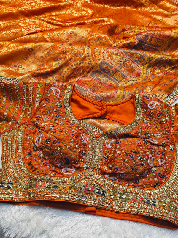 Premium Dola Silk Saree with Ready-Made Blouse & Unstitched Blouse Piece – Wedding & Festive Wear
