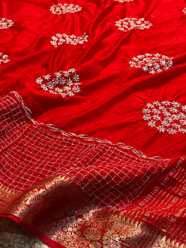 Designer Embroidered Saree with Elegant Border & Rich Pallu