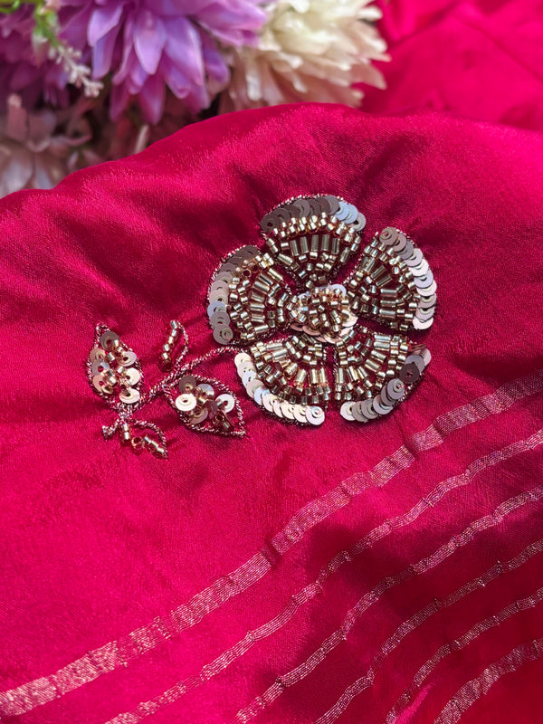 Elegant Chinon Saree with Designer Blouse – Lightweight & Party Wear