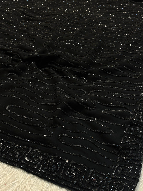 Black Elegant Georgette Saree with Stylish Drape