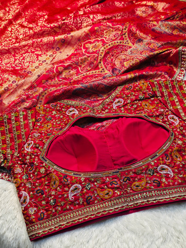 Premium Dola Silk Saree with Ready-Made Blouse & Unstitched Blouse Piece – Wedding & Festive Wear