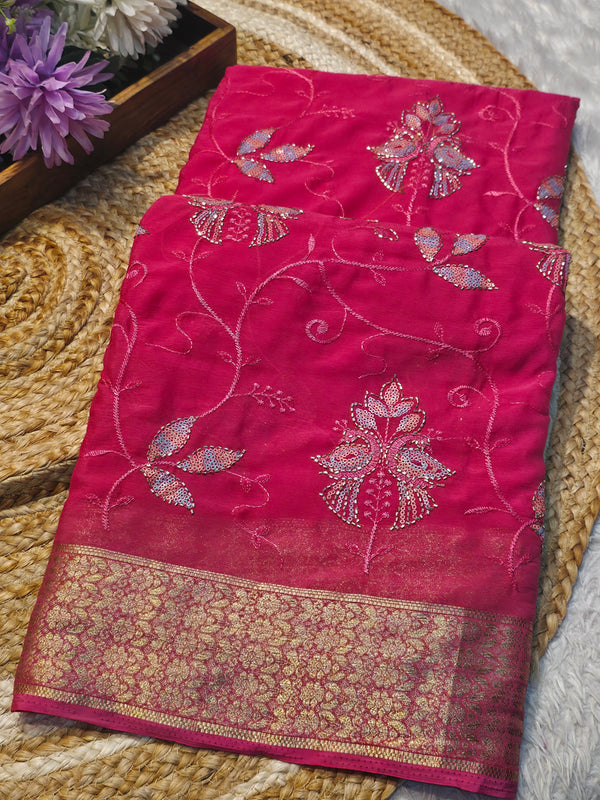 Elegant Chinon Saree with Soft Flow & Rich Finish
