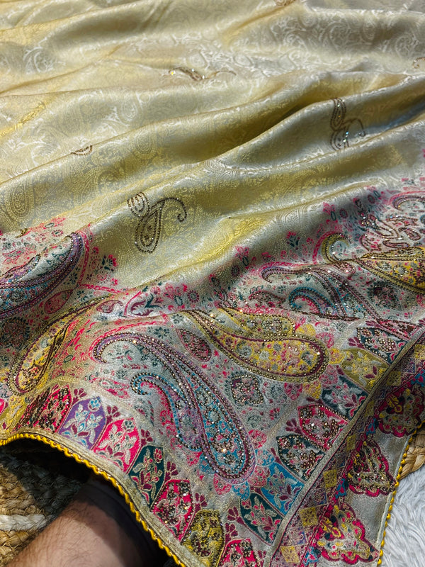 Luxury Silk Swarovski Work Saree with Unstitched Blouse