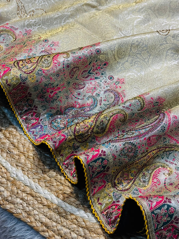 Luxury Silk Swarovski Work Saree with Unstitched Blouse
