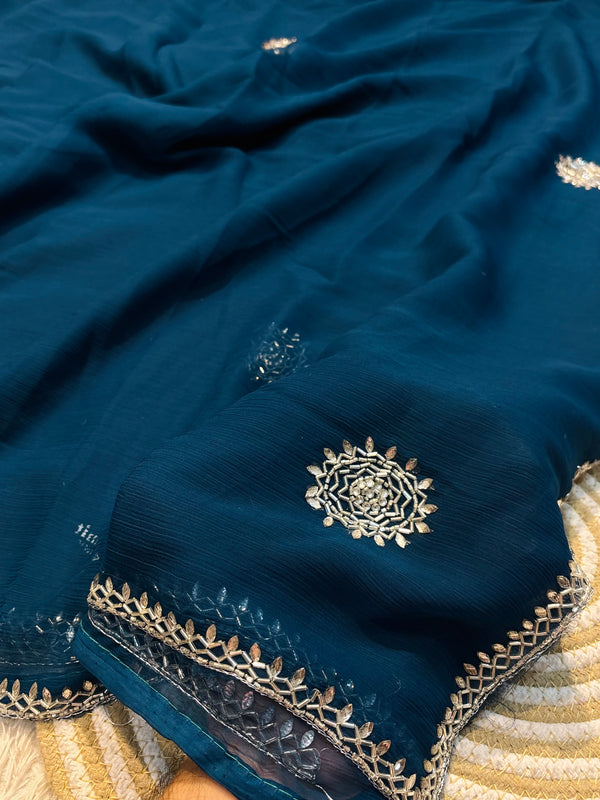 Luxury Georgette Chiffon Saree with Soft Flow & Elegant Drape