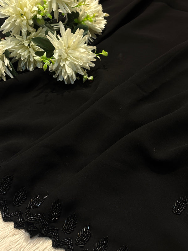 Elegant Black Georgette Saree with Timeless Charm