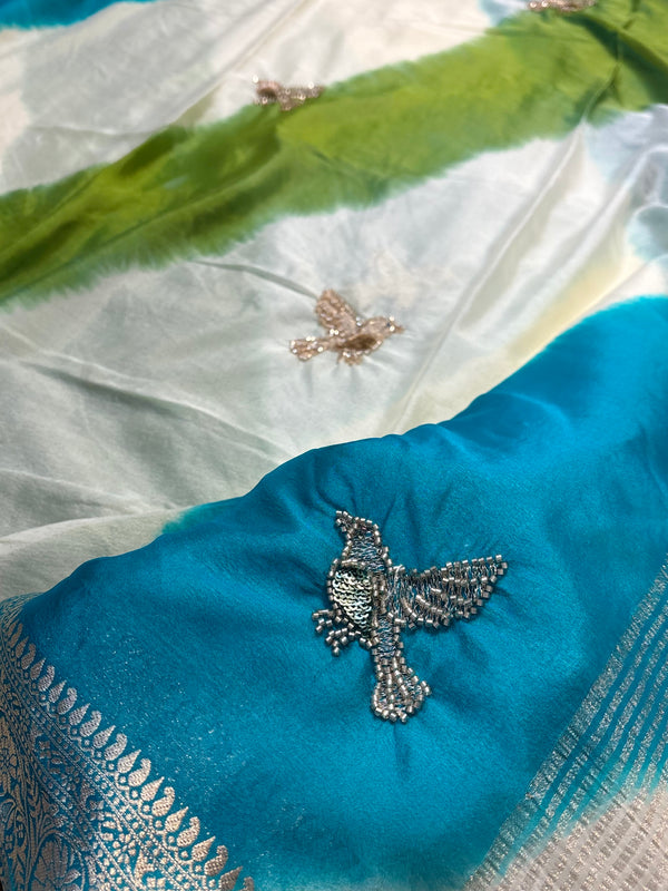 Elegant Chinon Saree with Graceful Drape