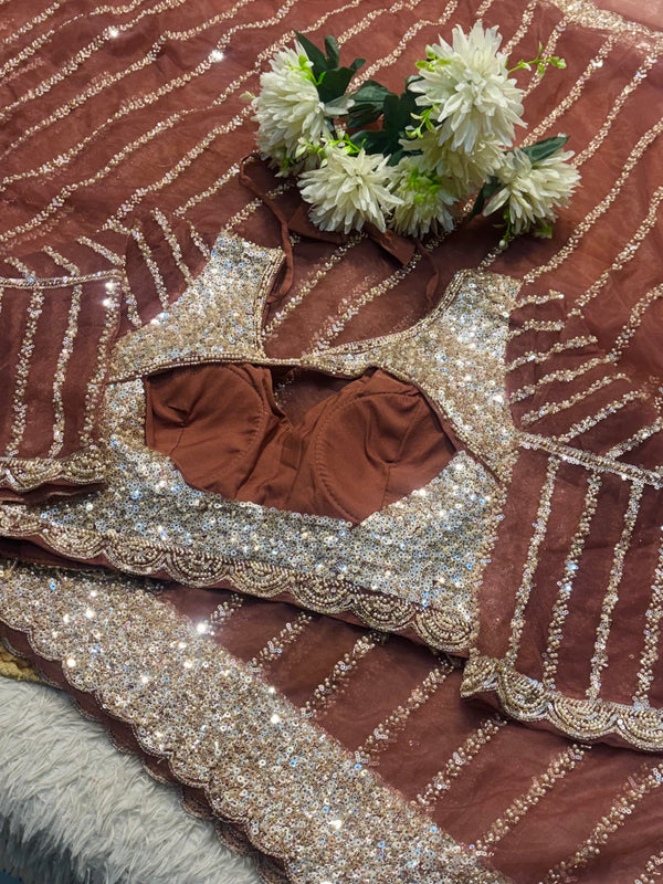 Elegant Net Saree Ready Made Blouse with Designer Finish