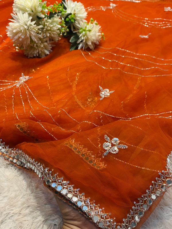 Exclusive Net Saree with Intricate Handwork Design