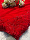 Royal Red Embroidered Georgette Saree with Designer Blouse Piece