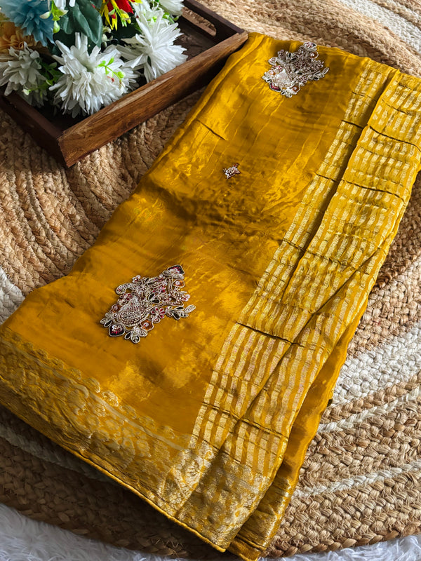 Premium H.O. Silk Saree with Elegant Handwork